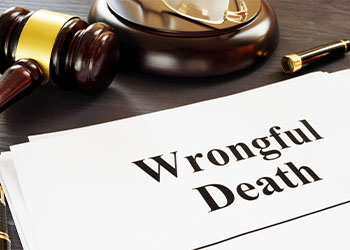 Wrongful Death report and gavel in a court