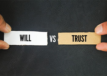 Paper with the words trust vs will
