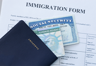 United States passport, social security card and permanent resident card