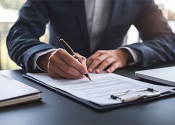 Businessman drafting contract