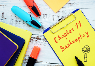 Chapter 11 Bankruptcy sign on the sheet