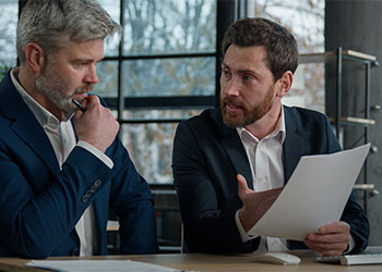 Business partners arguing on contract terms