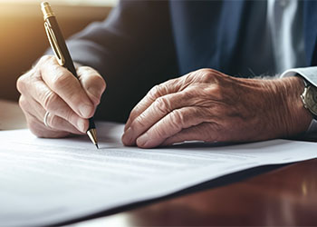 Old man preparing last will