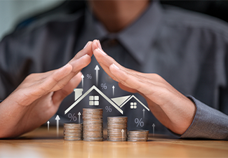 Real Estate Investment Home Interest Rate Coin Stack