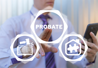 Jurist using virtual touchscreen push probate word