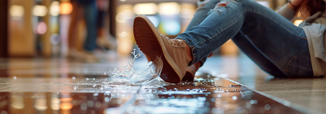 Person slip and fall on wet floor