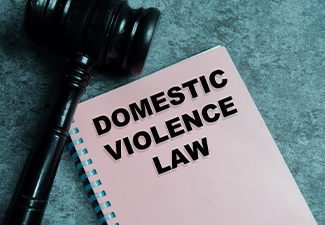 Concept of domestic violence law write on book and gavel