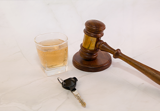 Legal consequences of drinking and driving with gavel
