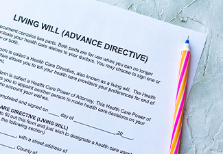 Living Will Advance Directive form with Pen