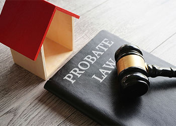 Probate Law book and gavel on table