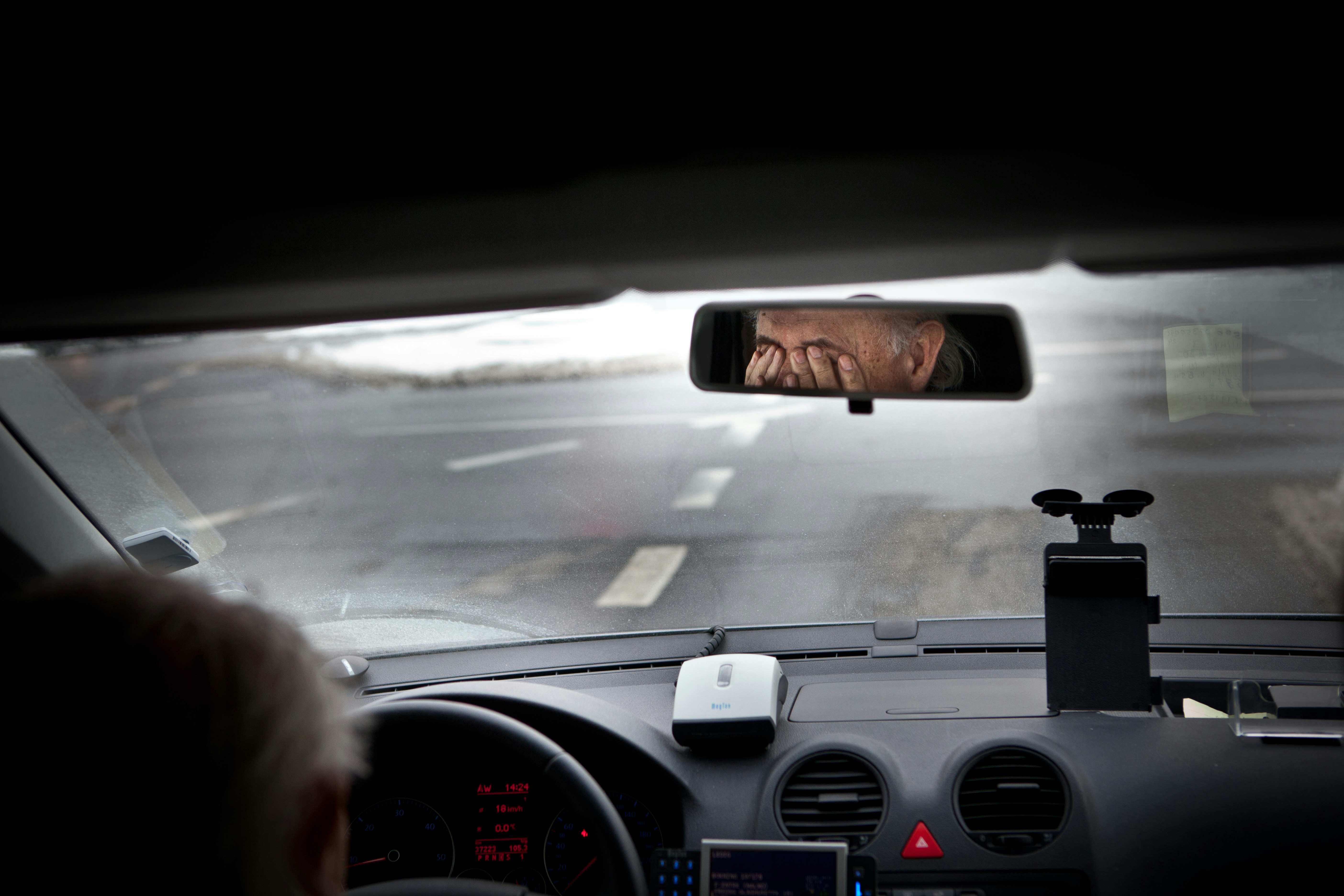 Inside view of a vehicle being operated by someone under the influence