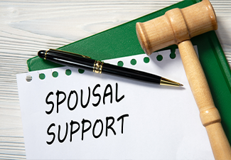 SPOUSAL SUPPORT - words in white paper against the background of a green folder