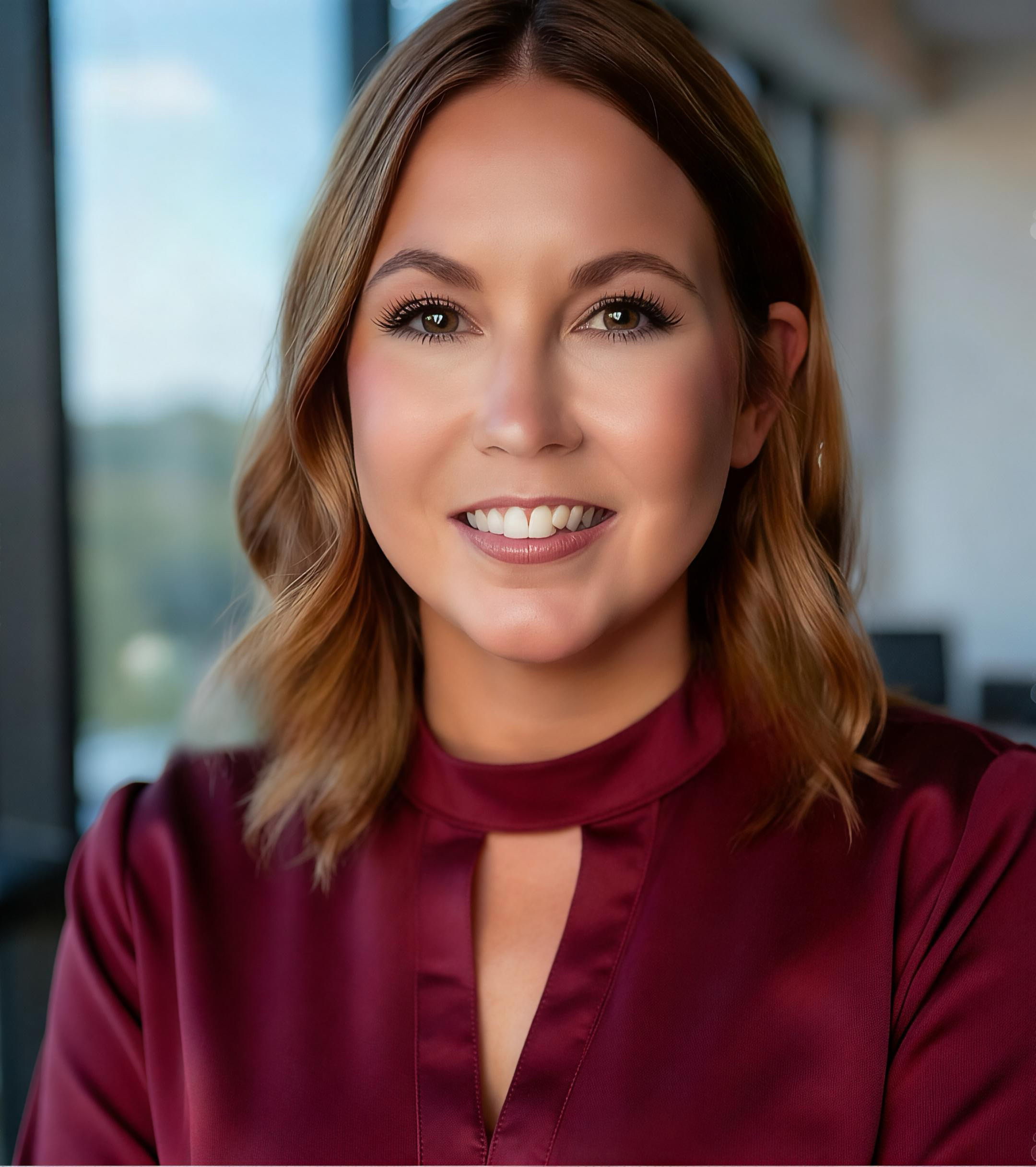 woman with red shirt