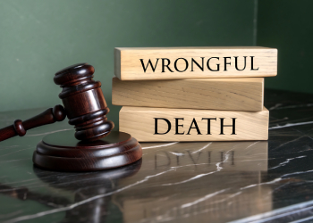 Wrongful Death words on wooden block with gavel