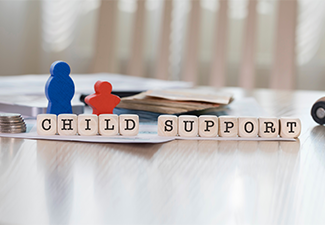 Word CHILD SUPPORT composed of wooden letters