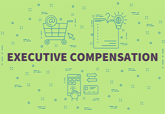 Conceptual business illustration with the words executive compensation