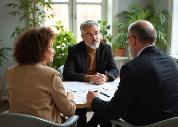 Senior couples consulting attorney for estate planning