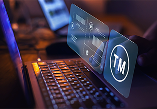 Trademark or TM concept, brand patent for business product or commercial activity