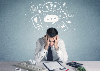 Businessman in doubt and confusion