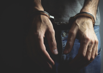 Handcuffed hands of a man