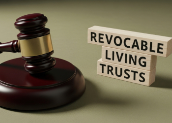 Gavel and wooden block with letter Revocable Living Trust