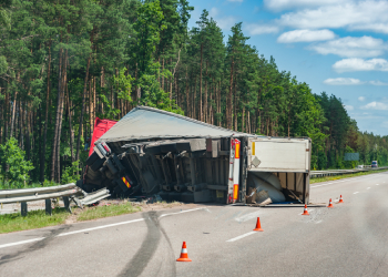 Crashed Truck in Highway