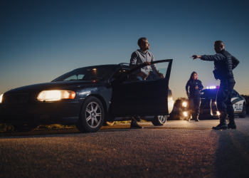 Police pull over a drunk driver