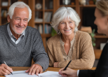 Senior couples preparing estate plan with help of professional