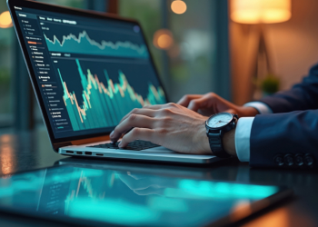 Businessman managing digital portfolio