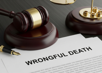 Wrongful Death file on table with gavel