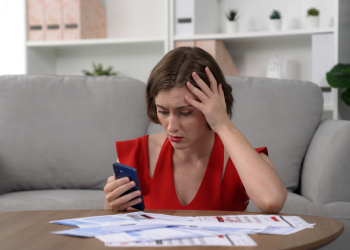 Stressed women with financial problems