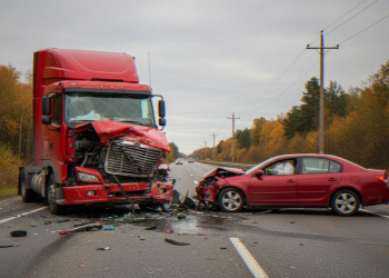 Truck crashes with car in highway