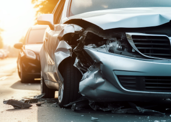 Damaged car after crash