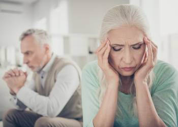 Upset old couples at home