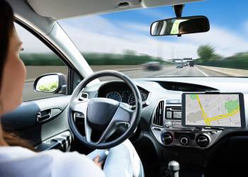 Woman Traveling By Self Driving Car