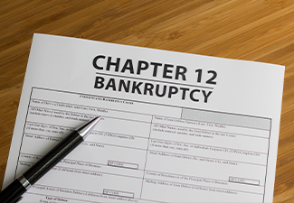 Bankruptcy Chapter 12 form and Pen on the Table