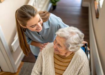 Elderly women with her guardian