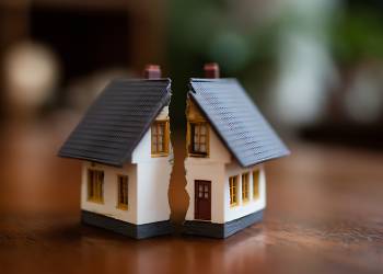 Miniature house model split in half