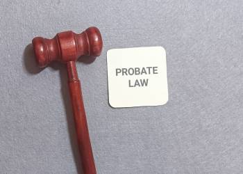 Probate law concept with a gavel and a card