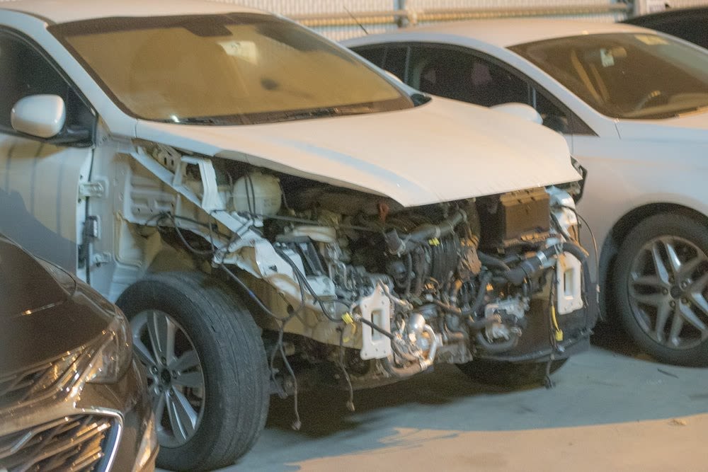 front end of a car smashed