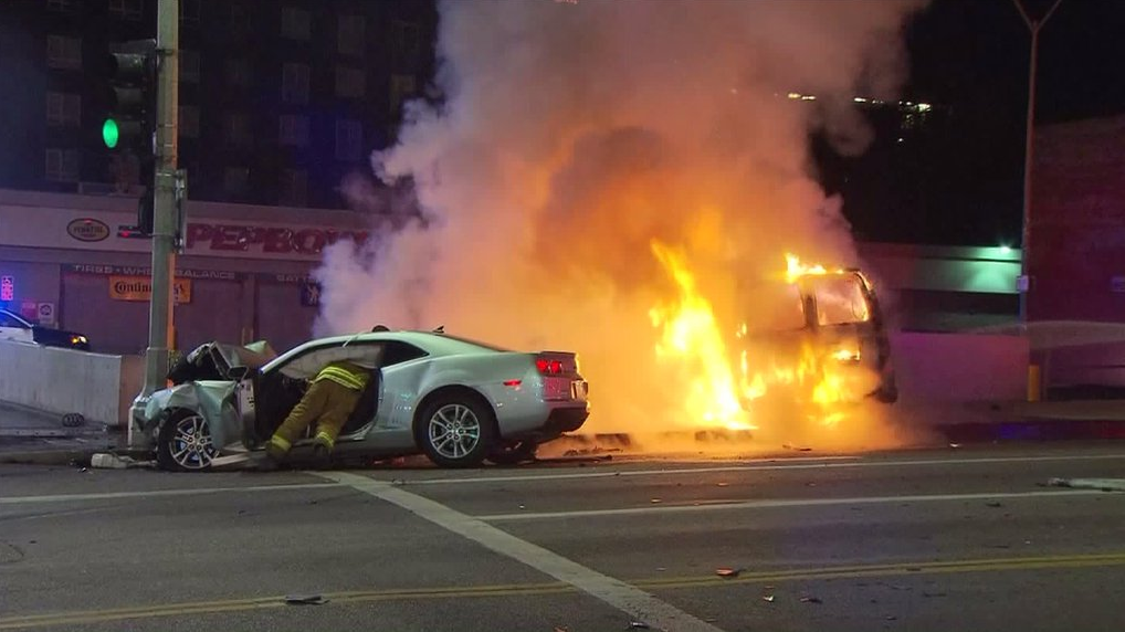 Car crash scene
