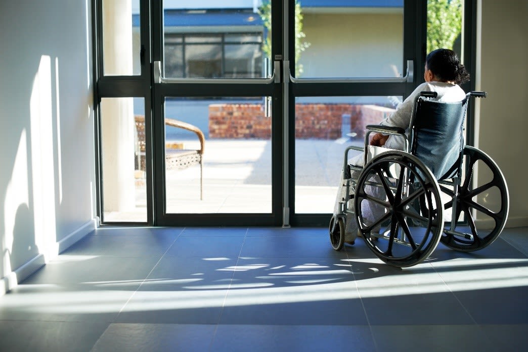 patient in a wheelchair
