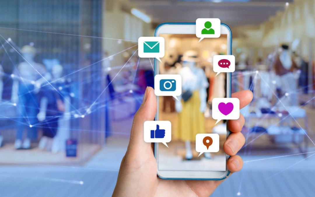 Smartphone with social icons on the screen