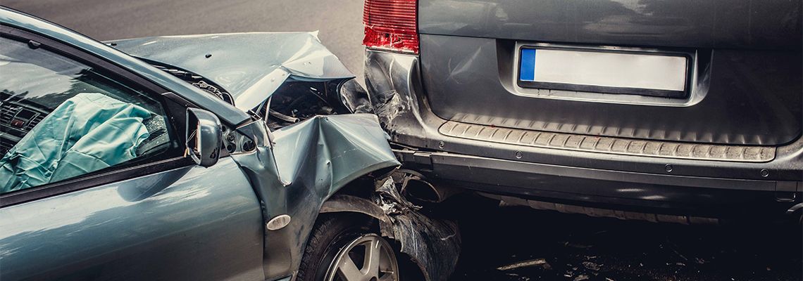 Two vehicles in an accident
