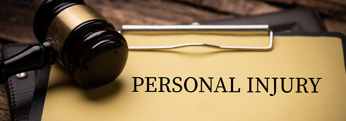 Personal Injury Law Text on Document and Gavel