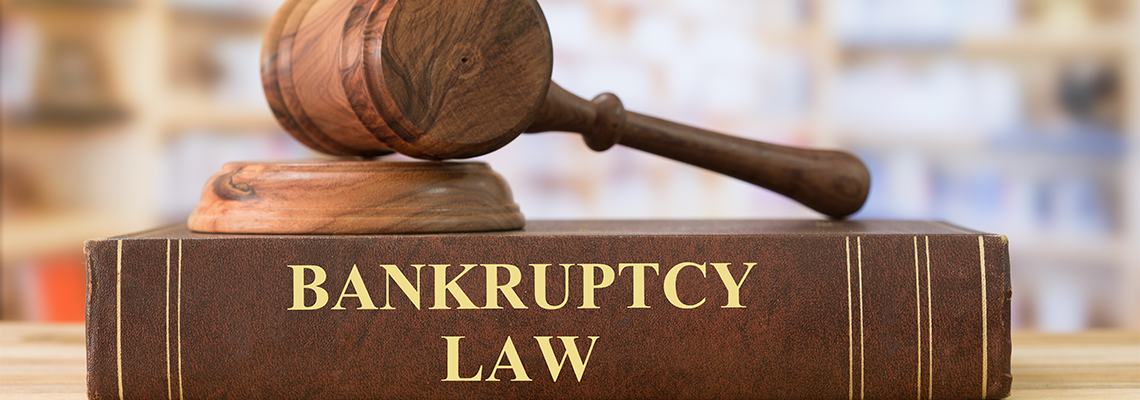 Gavel resting on a Bankruptcy Law book