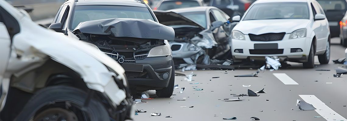 Multiple car crashes on highway