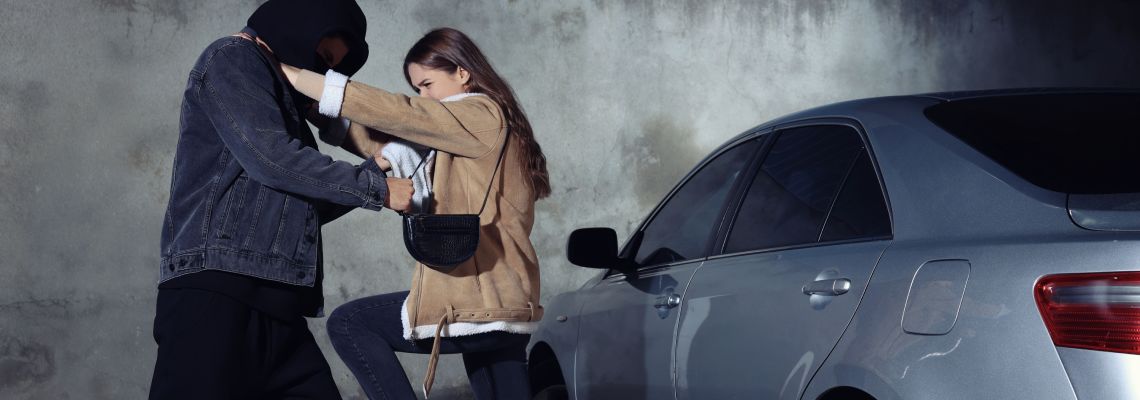 Women defending herself from robber