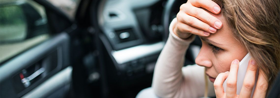 Women calling for help after car accident