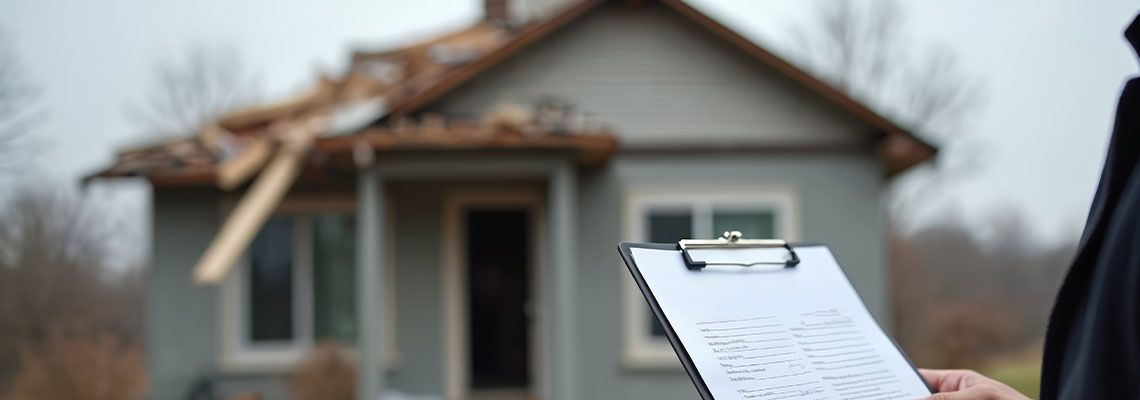 Insurance agent assessing home damage